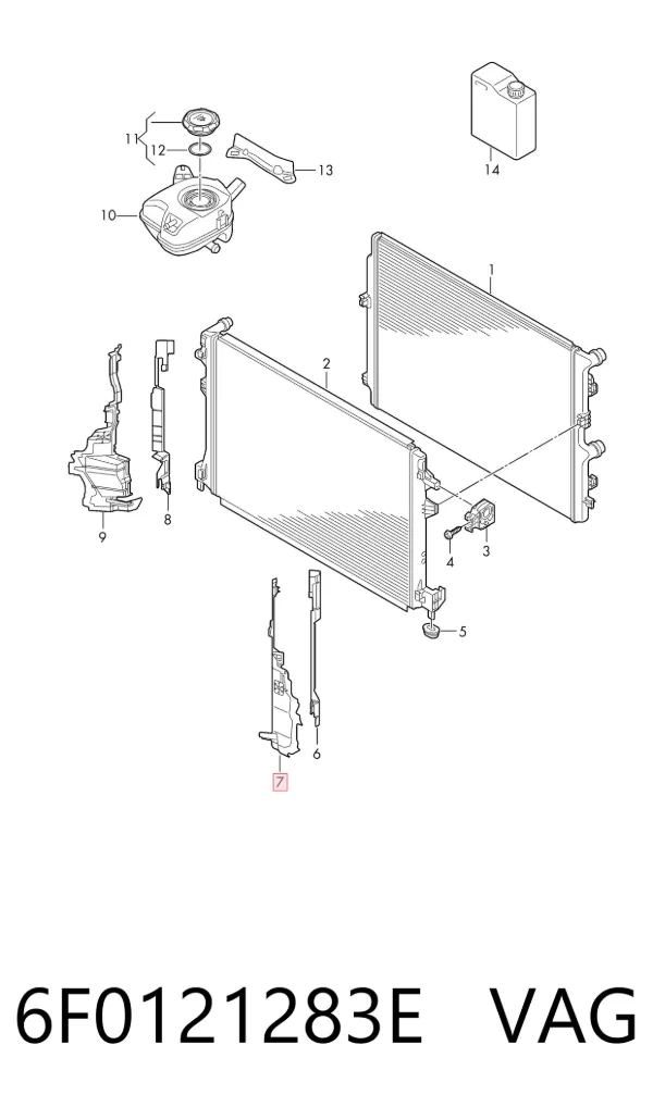 Deflector de aire del radiador izquierdo 6F0121283E VAG