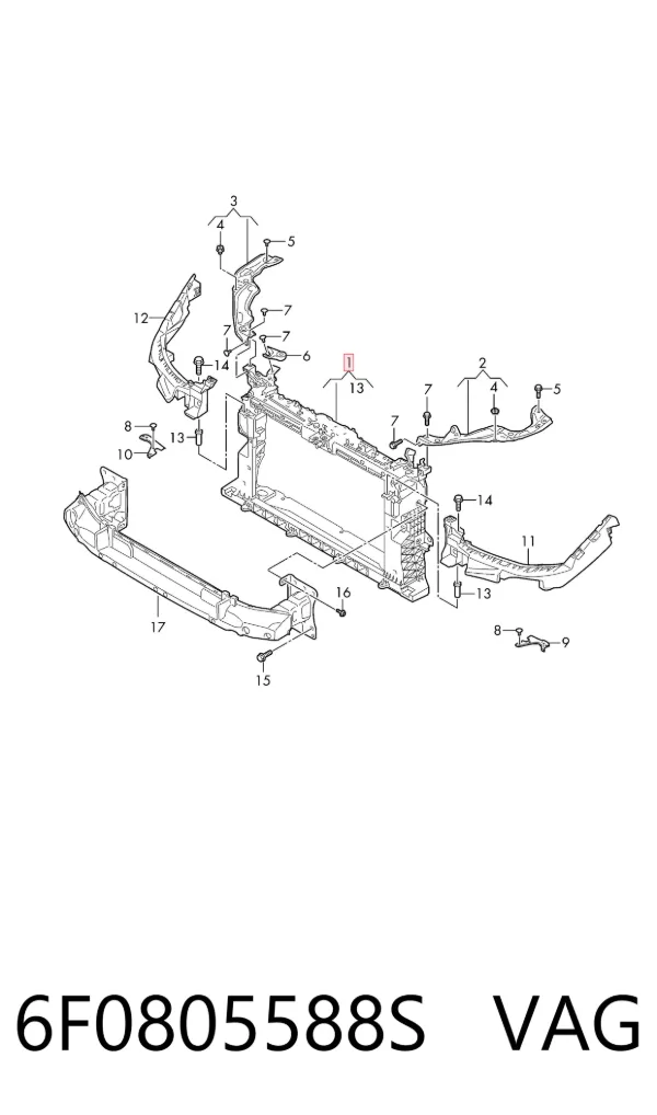 Soporte de radiador 6F0805588S VAG