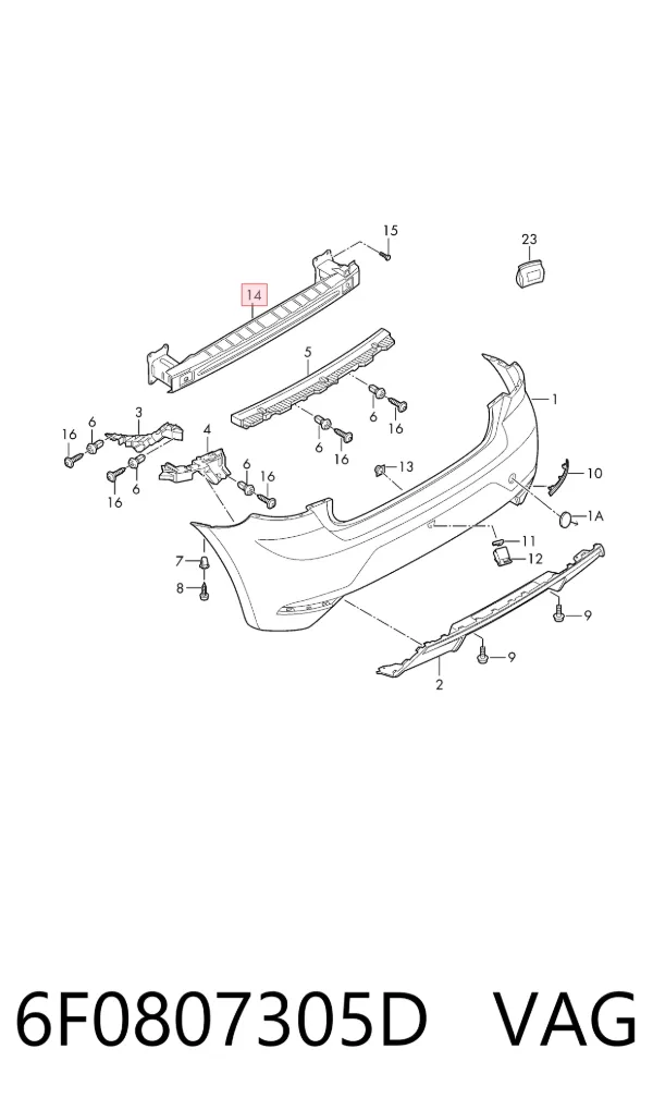 Refuerzo parachoques trasero Seat Ibiza V