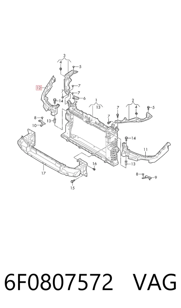 Soporte de fijación del faro delantero derecho 6F0807572 VAG