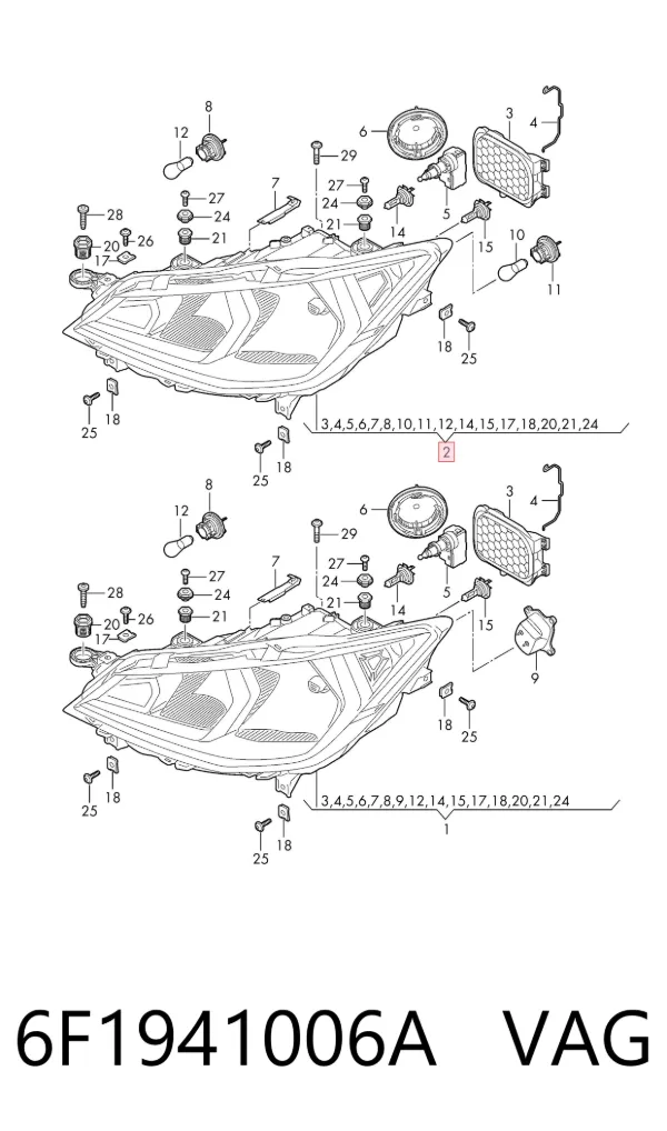 Faro derecho 6F1941006A VAG