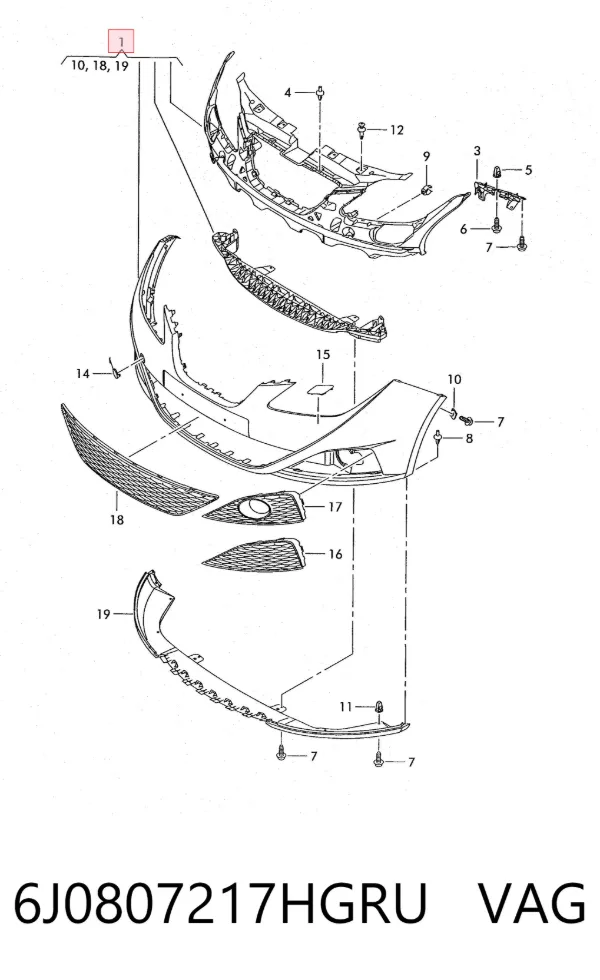 Paragolpes 6J0807217HGRU VAG