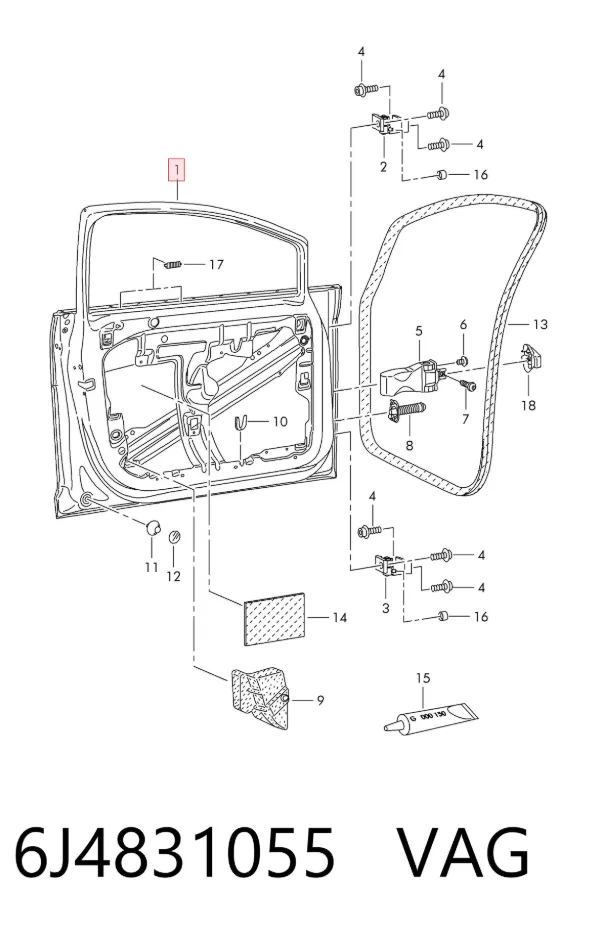 Puerta delantera izquierda 6J4831055 VAG