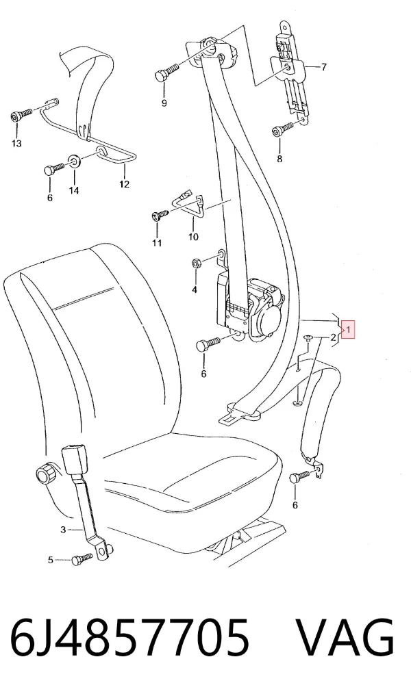 Cinturón de seguridad delantero izquierdo 6J4857705 VAG