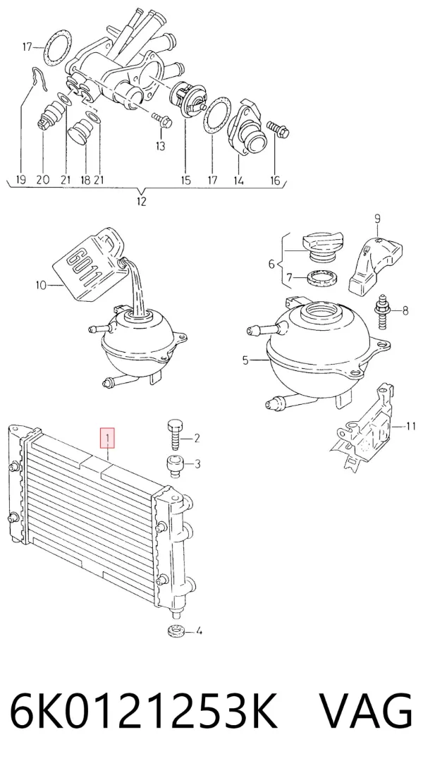 Radiador 6K0121253K VAG