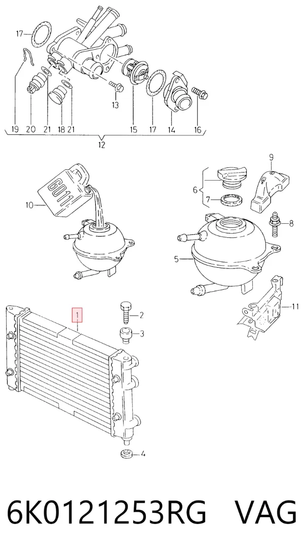 Radiador 6K0121253RG VAG