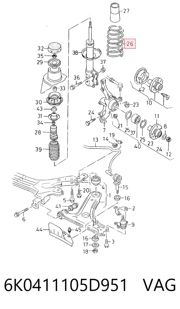 Muelle delantero 6K0411105D951 VAG