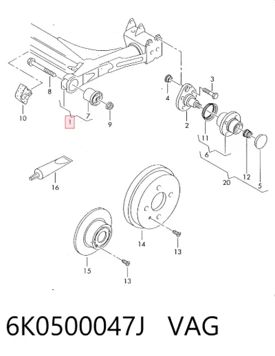 Subchasis trasero soporte motor VAG 6K0500047J