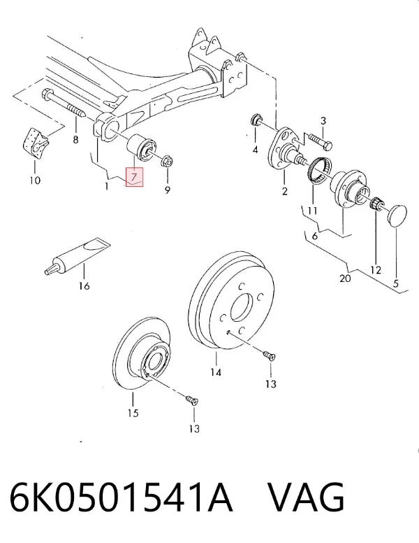 Silentblock trasero 6K0501541A VAG