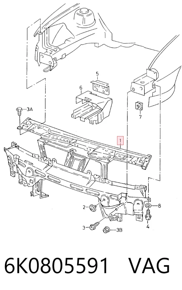 Soporte de radiador 6K0805591 VAG