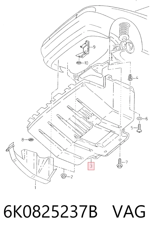 Protección delantera del motor 6K0825237B VAG