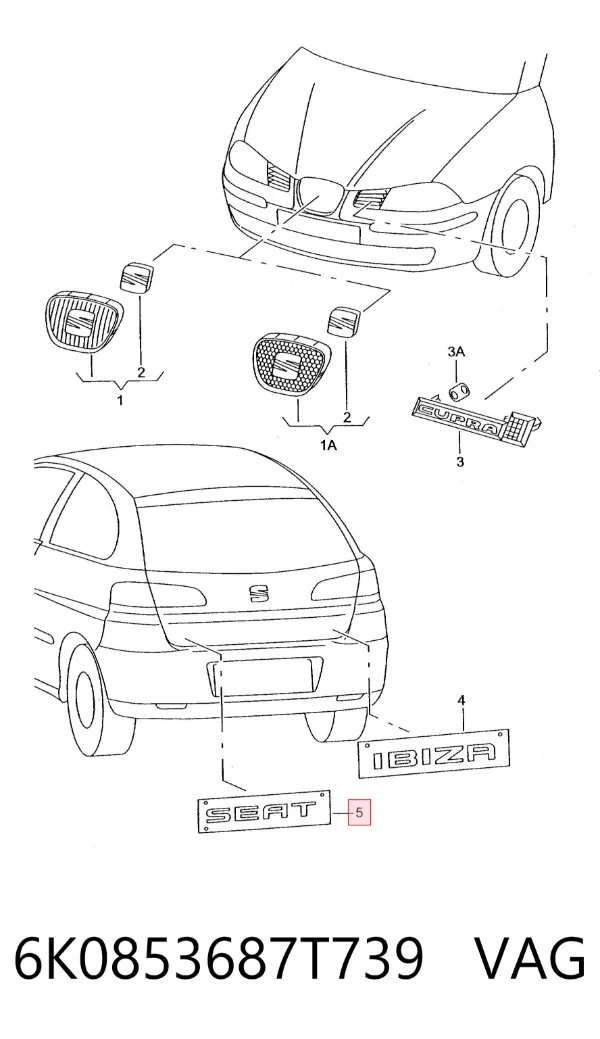 Emblema 6K0853687T739 VAG