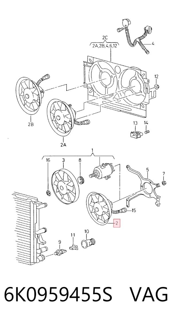 Motor ventilador del radiador 6K0959455S VAG