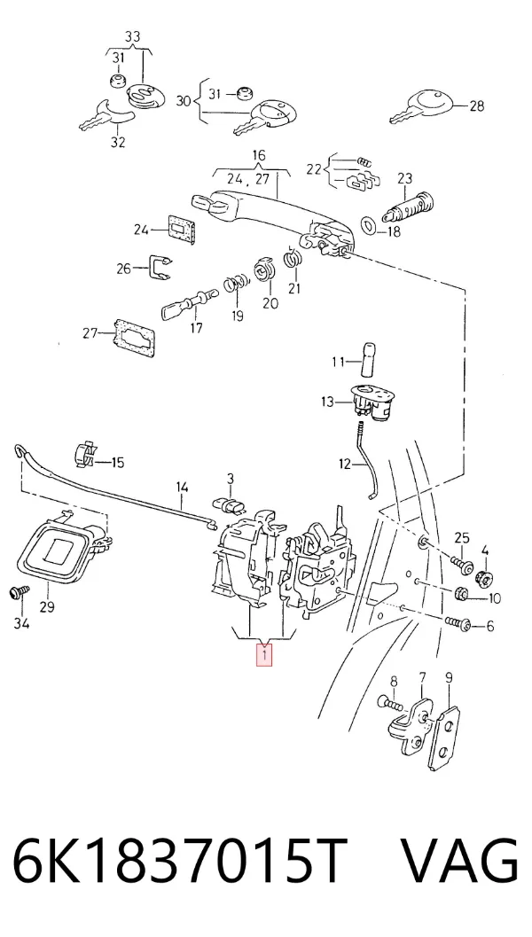 Cerradura 6K1837015T VAG