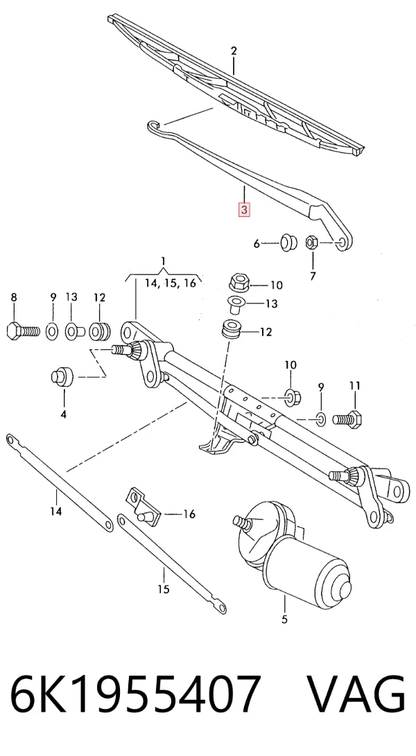 Brazo del limpiaparabrisas Seat Inca 6K9