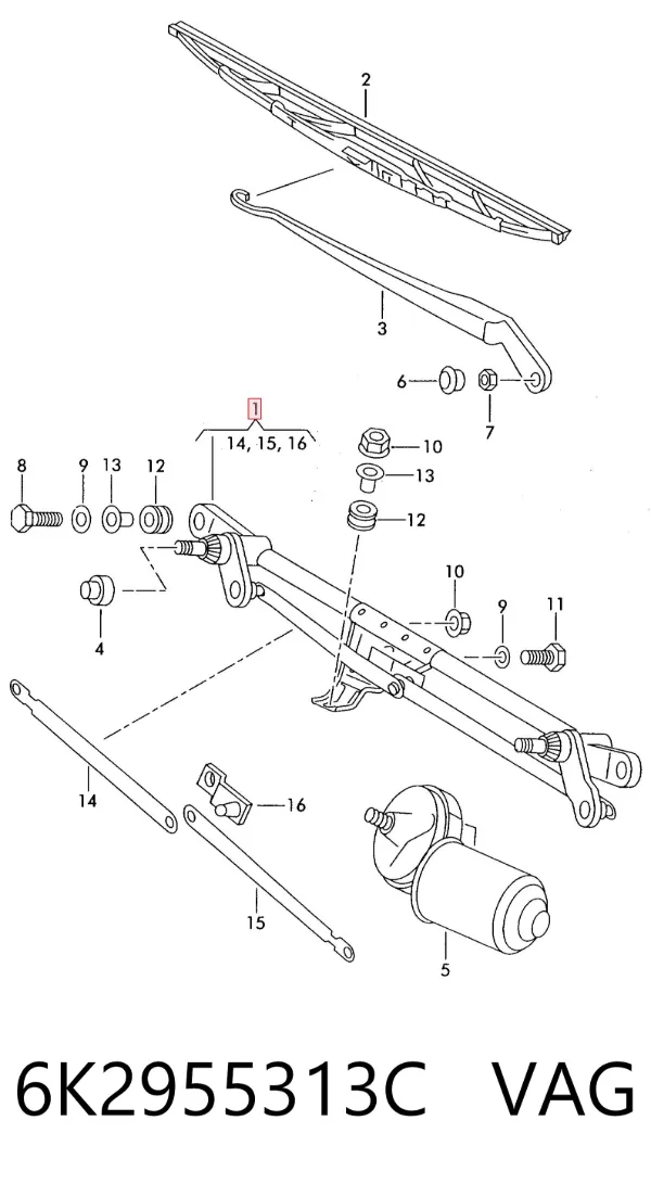 Motor limpiaparabrisas 6K2955313C VAG