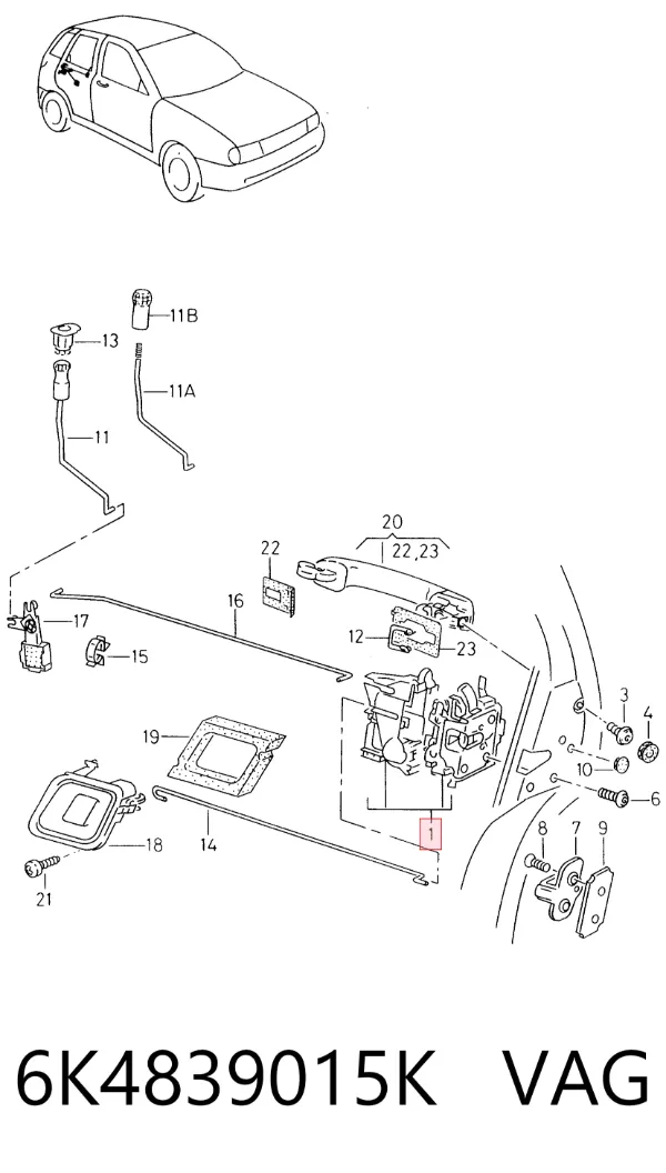 Cerradura de puerta trasera izquierda 6K4839015K VAG