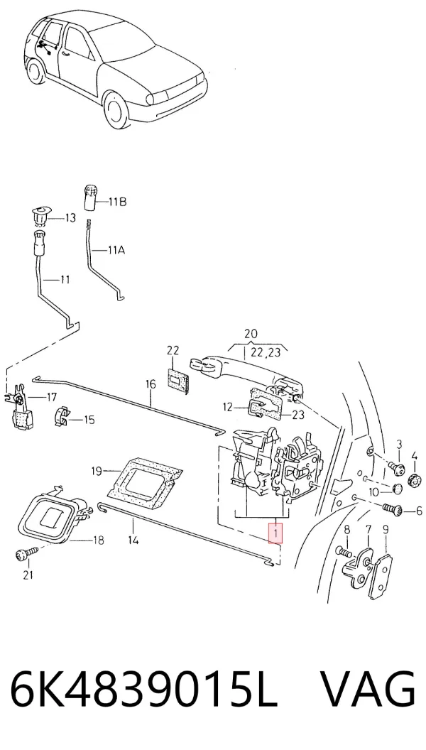 Cerradura de puerta trasera izquierda 6K4839015L VAG
