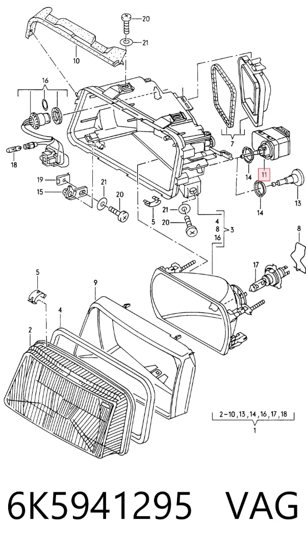 Motor regulador de faros 6K5941295 VAG