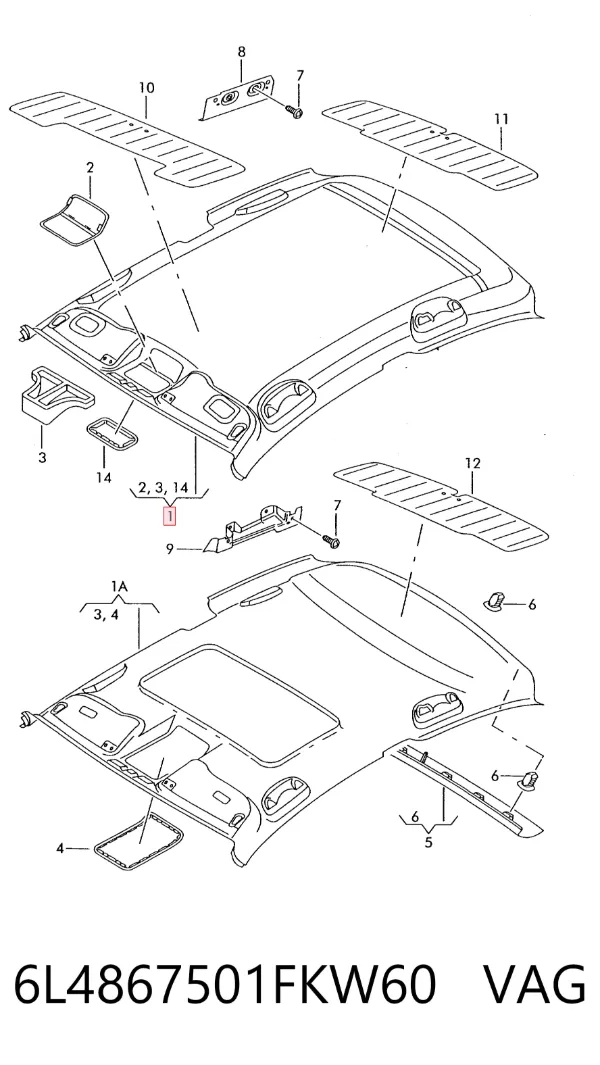 Techo interior 6L4867501FKW60 VAG