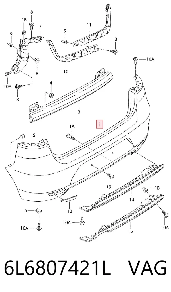 Parachoques trasero 6L6807421L VAG