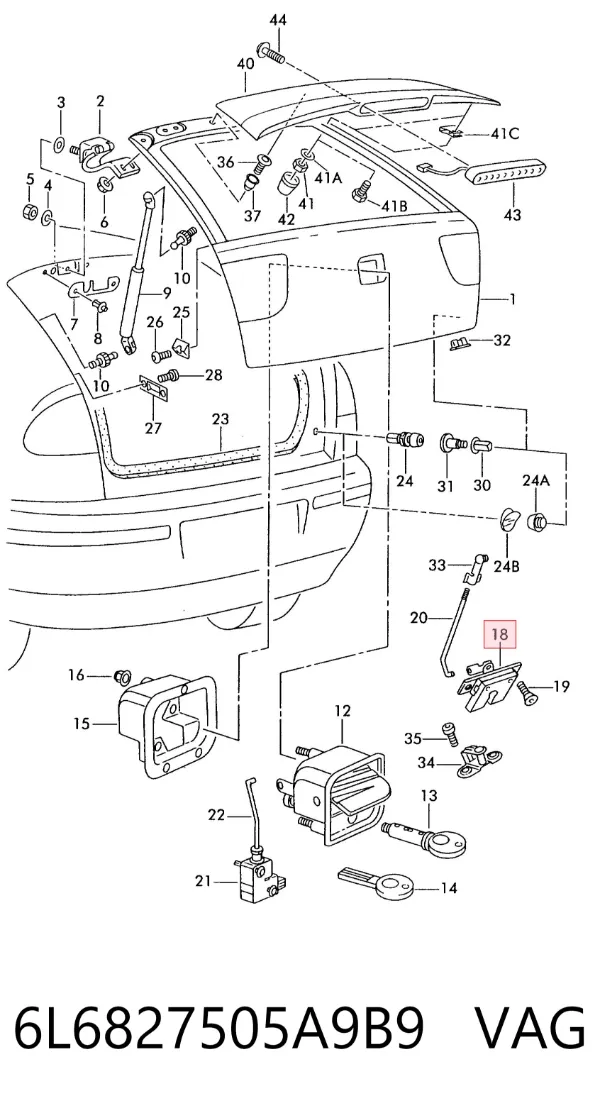 Cerradura de maletero 6L6827505A9B9 VAG