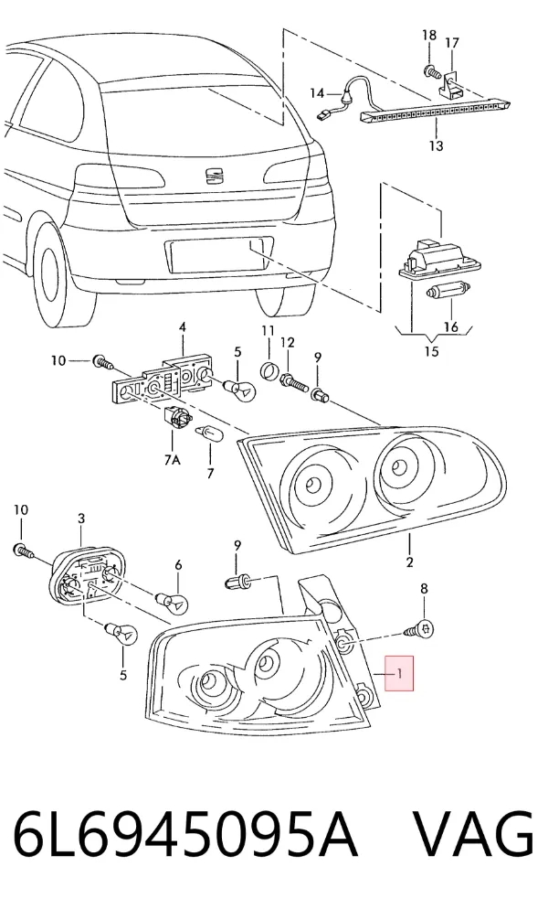 Piloto trasero exterior izquierdo 6L6945095A VAG