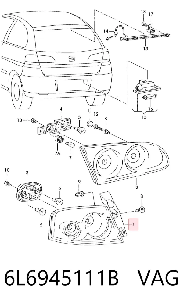 Piloto trasero exterior izquierdo 6L6945111B VAG