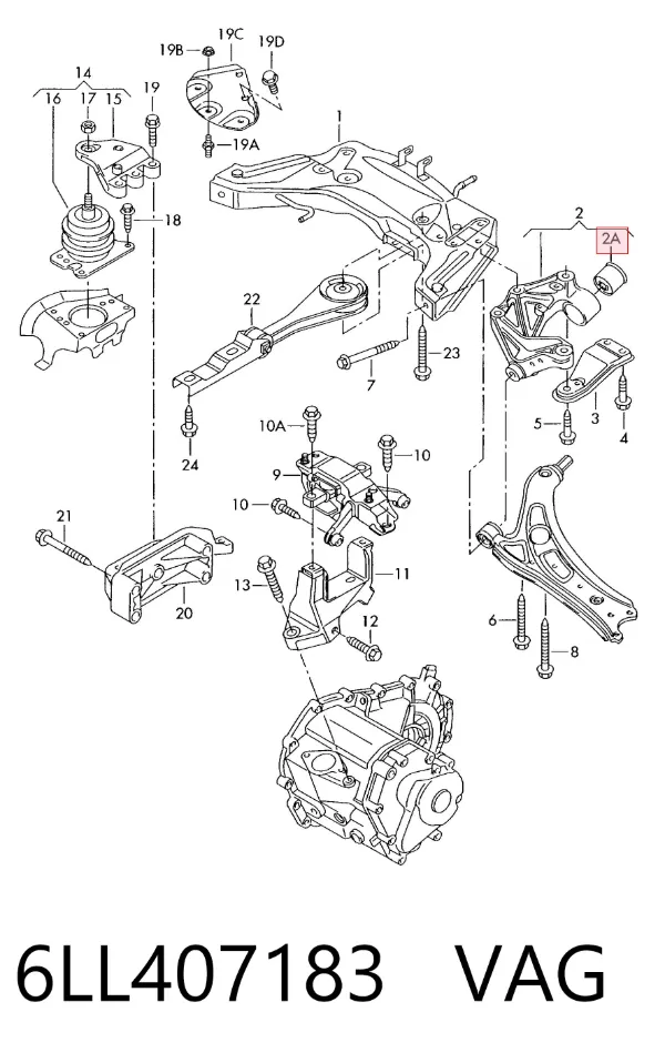 Silentblock del brazo de suspensión 6LL407183 VAG