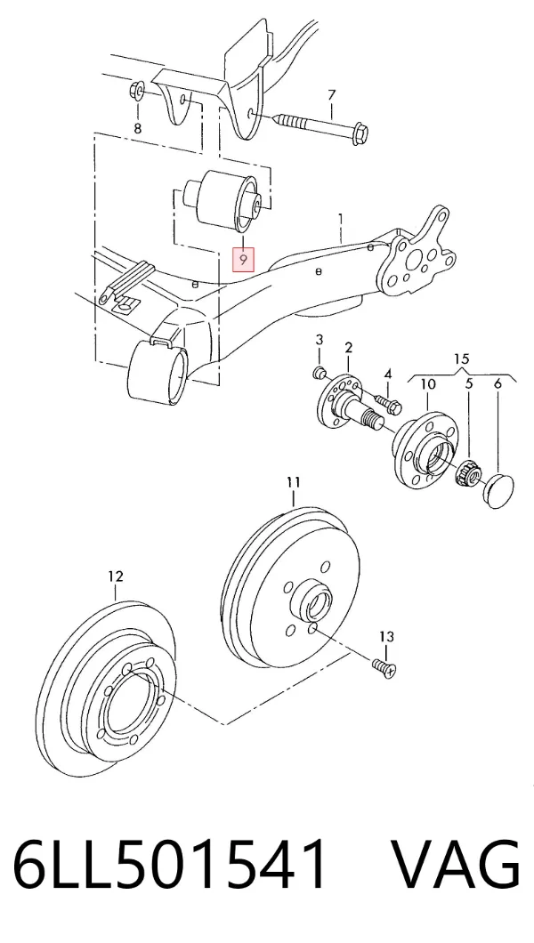 Silentblock trasero 6LL501541 VAG
