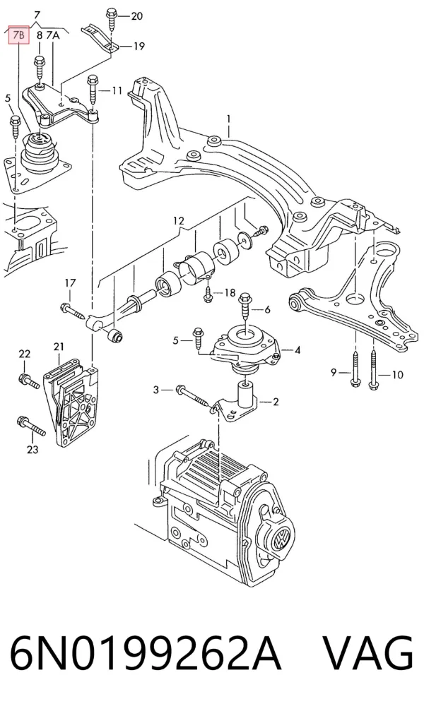 Soporte de motor derecho 6N0199262A VAG