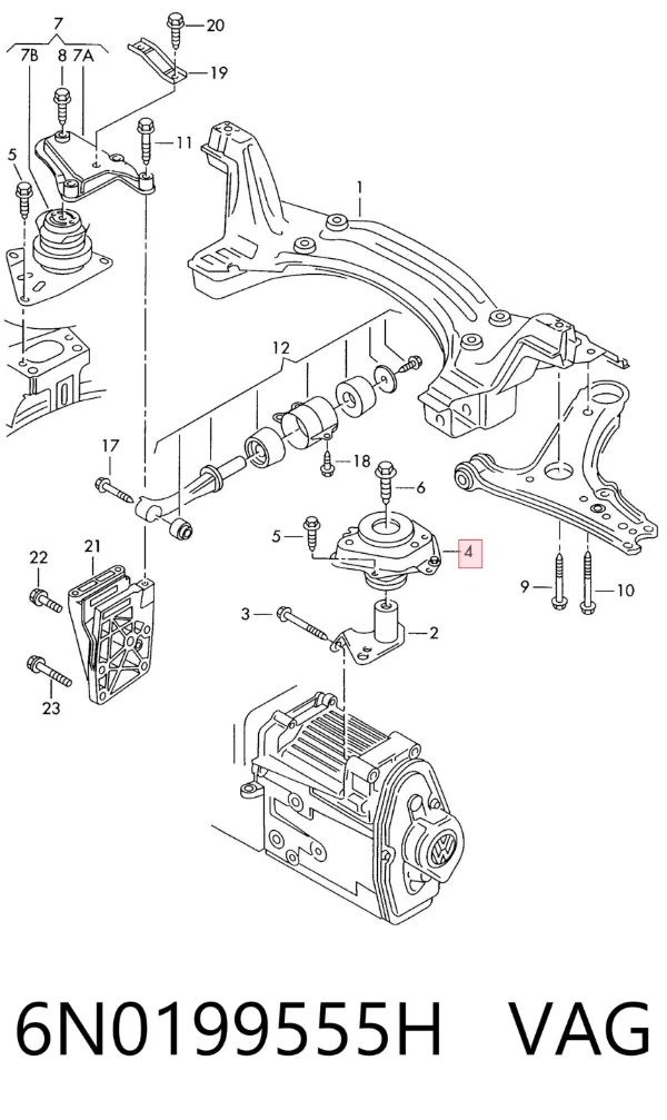 Soporte izquierdo del motor 6N0199555H VAG