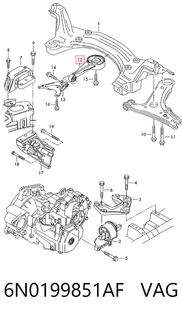 Soporte de motor trasero 6N0199851AF VAG