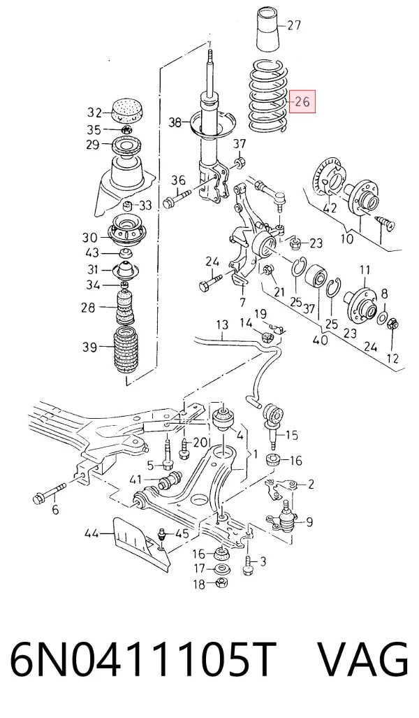 Muelle delantero 6N0411105T VAG