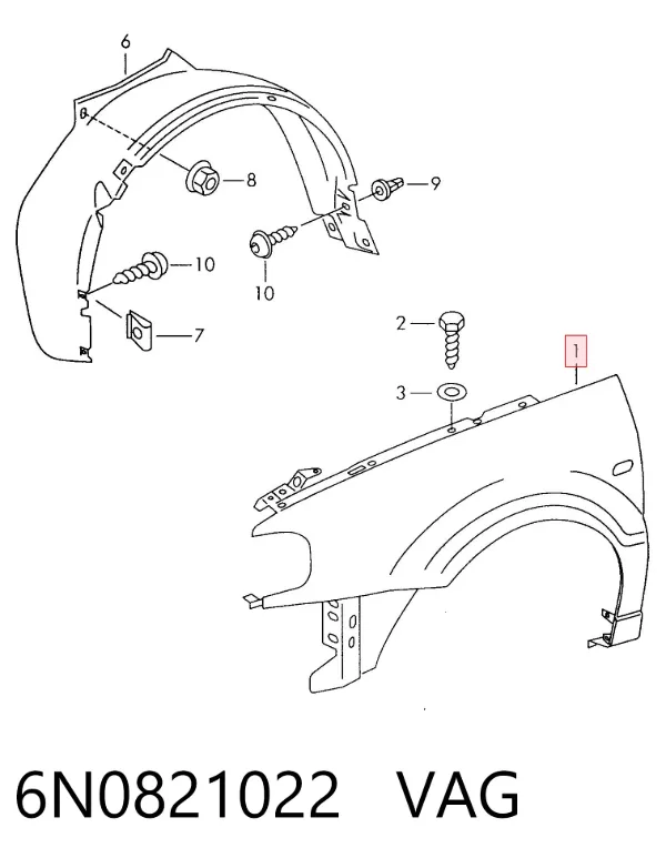 Aleta 6N0821022 VAG