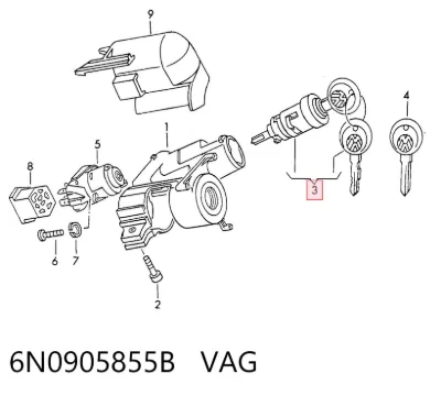 Cilindro de la cerradura de encendido VAG 6N0905855B