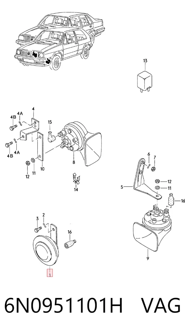Claxon 6N0951101H VAG