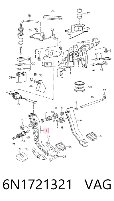 Pedal de embrague VAG 6N1721321