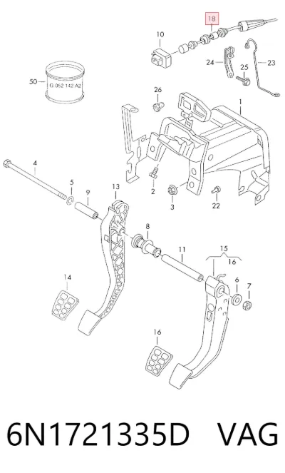 Cable de embrague VAG 6N1721335D