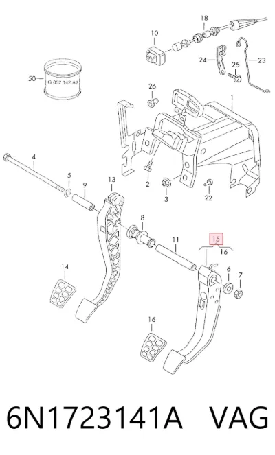 Pedal de freno VAG 6N1723141A