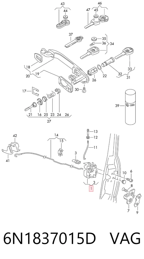 Cerradura 6N1837015D VAG