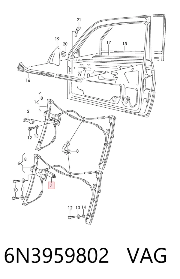 Motor del elevalunas de la puerta delantera derecha 6N3959802 VAG