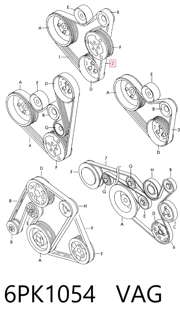 Correa de alternador 6PK1054 VAG