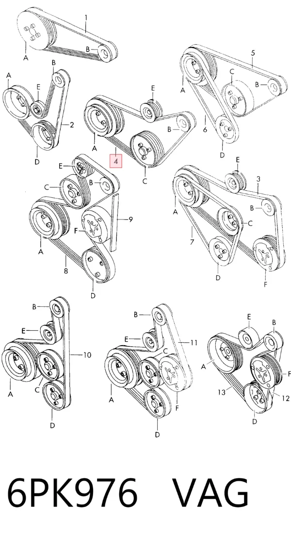 Correa de alternador 6PK976 VAG