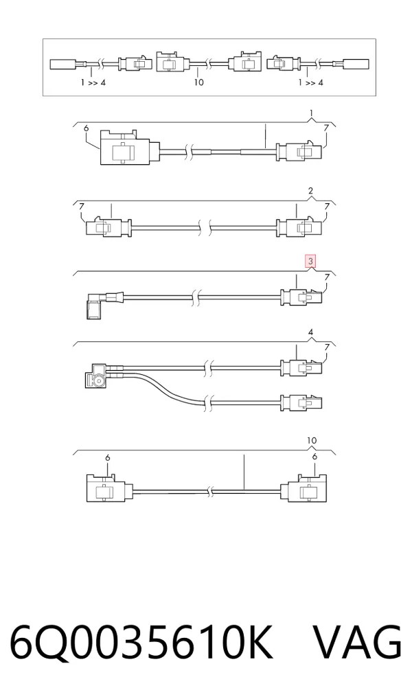 Cable de antena de autorradio 6Q0035610K VAG