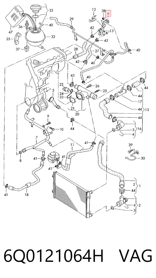 Manguera radiador 6Q0121064H VAG