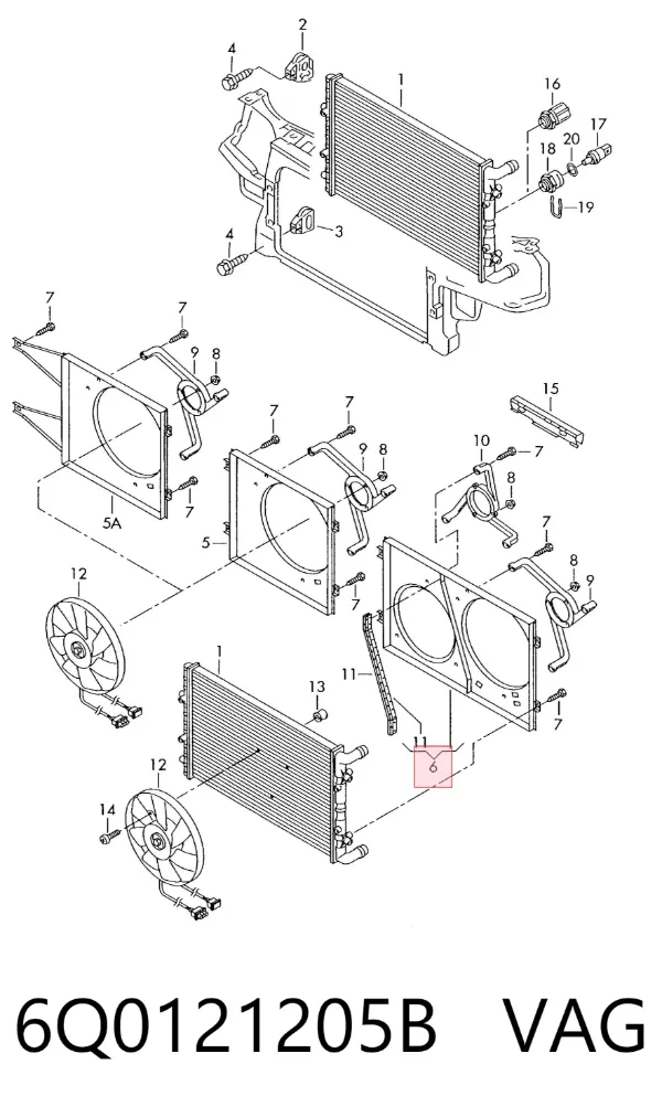 Bastidor radiador 6Q0121205B VAG