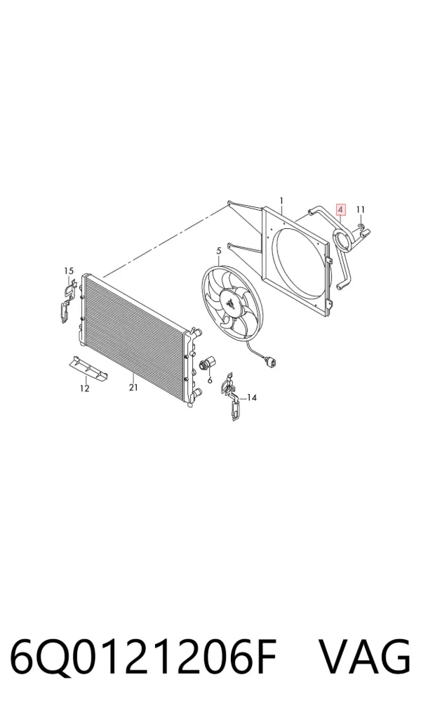 Soporte del motor del ventilador de refrigeración en el difusor 6Q0121206F VAG