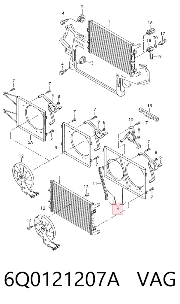 Bastidor radiador 6Q0121207A VAG