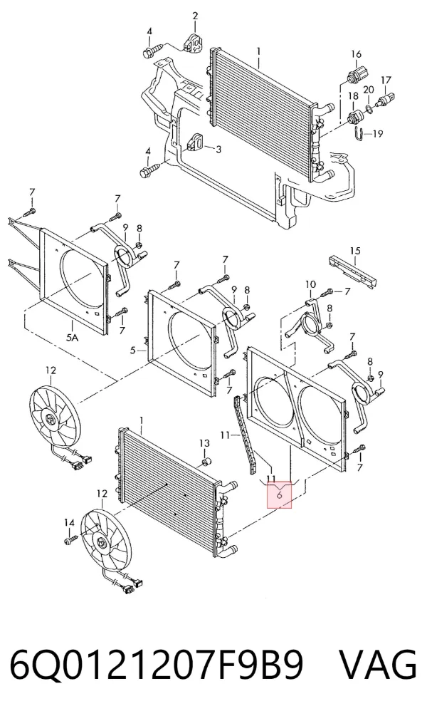 Bastidor radiador 6Q0121207F9B9 VAG